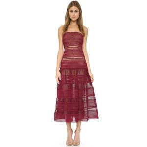 Self Portrait Sculpted Burgundy Red Dress